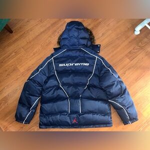 Jordan X Supreme Puffer Jacket Heavyweight Blue Red Men 2XL TALL
